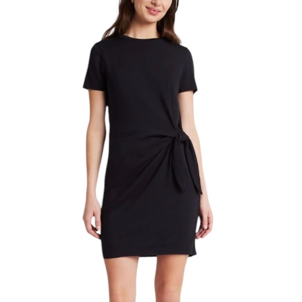 Kit and Ace Tie Brushed Dress Black Brushed French Terry T-Shirt Dress Sz L